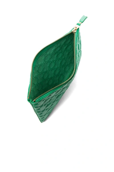 Shop Comme Des Garçons Comme Des Garcons Clover Embossed Pouch In Green,geometric Print