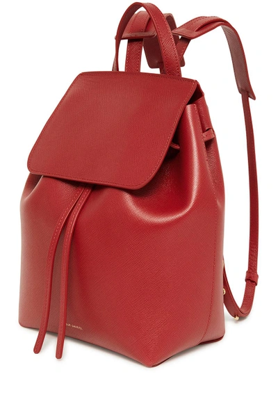 Shop Mansur Gavriel Saffiano Mini Backpack In Red