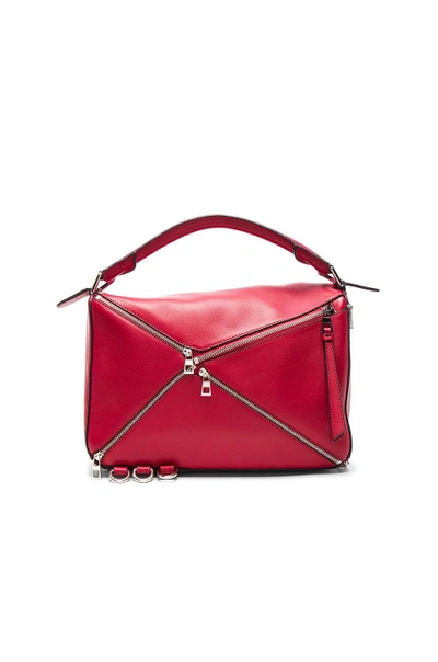 Shop Loewe Puzzle Zips Bag In Red
