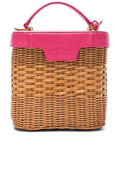 Shop Mark Cross Benchley Rattan Bag In Neutrals,pink