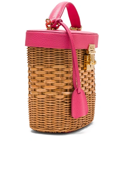 Shop Mark Cross Benchley Rattan Bag In Neutrals,pink