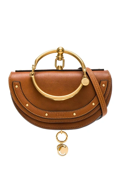 Shop Chloé Small Nile Leather Minaudiere In Caramel
