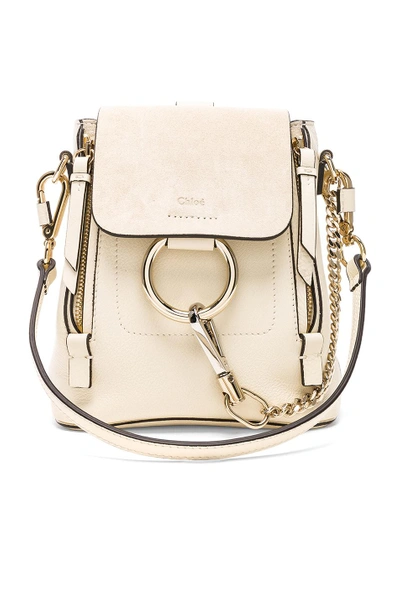 Shop Chloé Chloe Mini Faye Calfskin & Suede Backpack In White