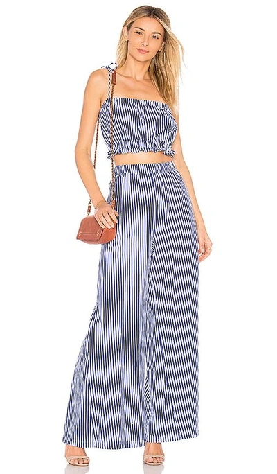 Shop Mds Stripes Taylor Cropped Cami In Blue