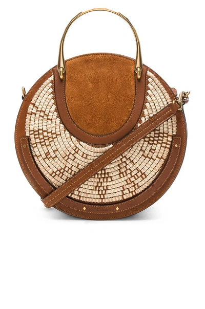 Shop Chloé Chloe Medium Pixie Raffia With Calfskin & Suede Double Handle Bag In Brown