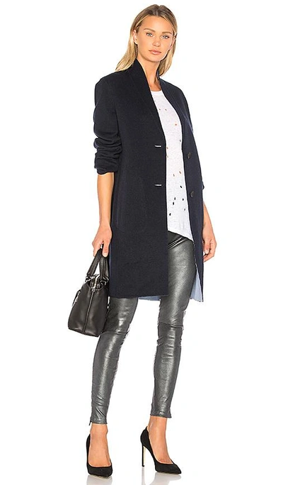 Shop Mlml High Waisted Band Leggings With Zippers In Metallic Silver