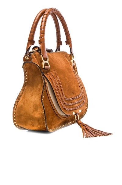 Shop Chloé Chloe Small Marcie Suede & Calfskin Satchel In Brown