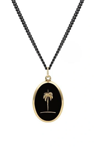 Shop Miansai Palm Tree Pendant Necklace In Polished Gold/ Black