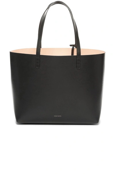 Shop Mansur Gavriel Coated Large Tote In Black & Ballerina