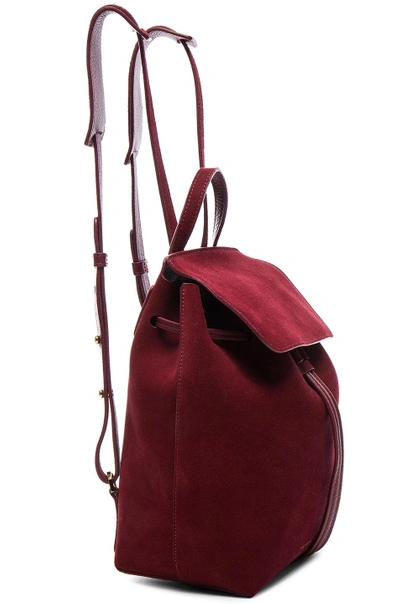 Shop Mansur Gavriel Mini Backpack In Red In Rococo Suede