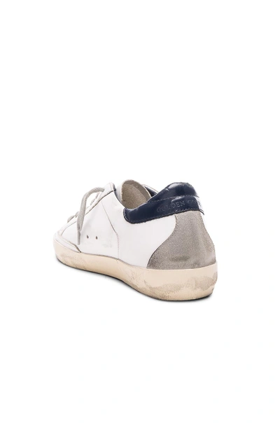 Shop Golden Goose Leather Superstar Low Sneakers In White & Blue