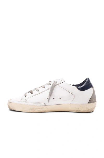 Shop Golden Goose Leather Superstar Low Sneakers In White & Blue