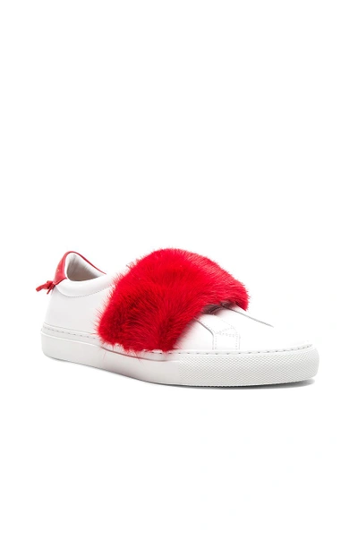 Shop Givenchy Urban Street Elastic Strap Mink Low Sneaker In White,red