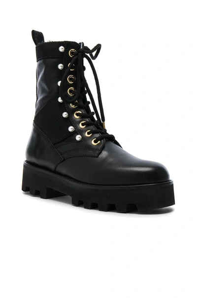 Shop Altuzarra Leather Cosmo Ankle Combat Boots In Black