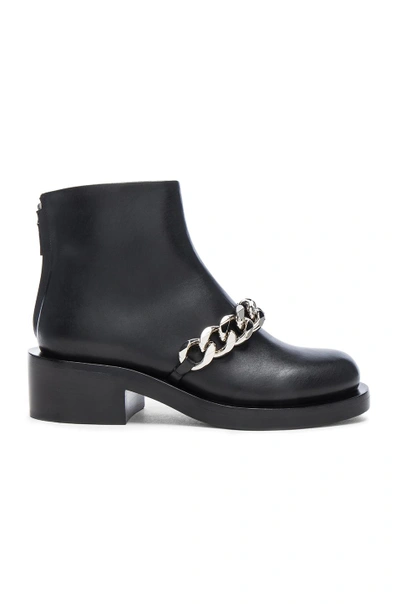 Shop Givenchy Leather Laura Silver Chain Ankle Boots In Black