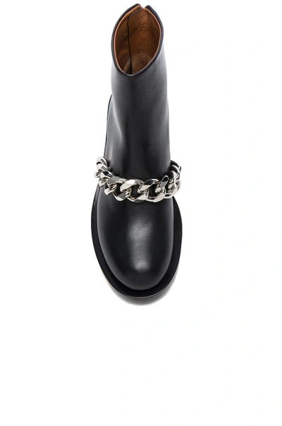 Shop Givenchy Leather Laura Silver Chain Ankle Boots In Black