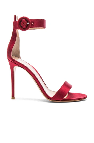 Shop Gianvito Rossi Satin Portofino Heels In Red