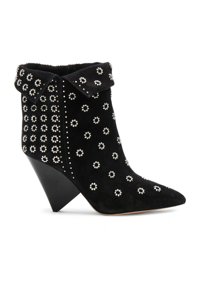 Shop Isabel Marant Studded Suede Lakky Ankle Boots In Black