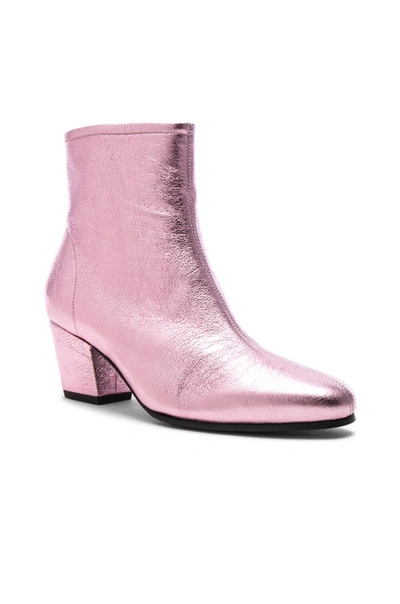 Shop Alexa Chung Alexachung Leather Beatnik Boots In Pink,metallics