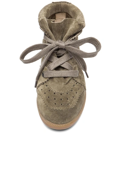 Shop Isabel Marant Bobby Calfskin Velvet Leather Sneakers In Brown