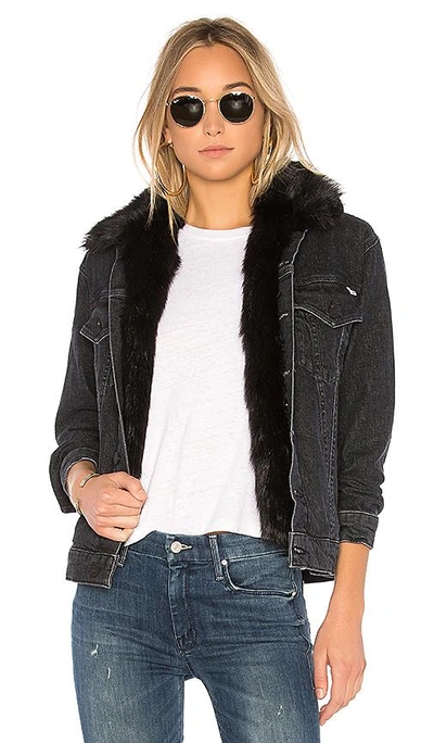 Shop Mother The Furry Faux Fur Drifter Jacket In Black Cat Fever