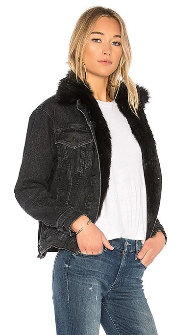Shop Mother The Furry Faux Fur Drifter Jacket In Black Cat Fever