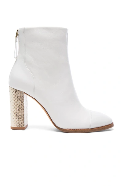 Shop Alexandre Birman Leather Bibiana Watersnake Booties In White In White & Natural