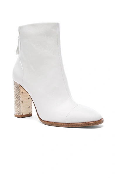 Shop Alexandre Birman Leather Bibiana Watersnake Booties In White In White & Natural