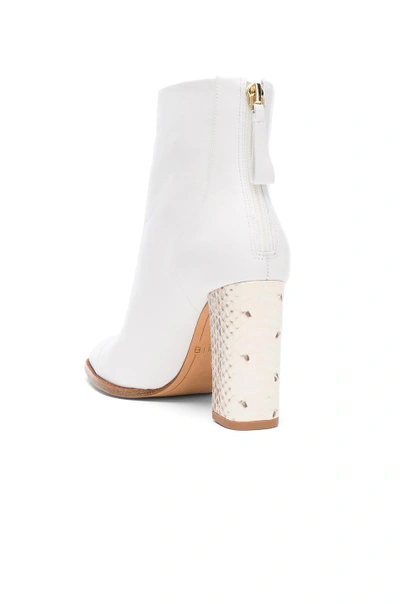 Shop Alexandre Birman Leather Bibiana Watersnake Booties In White In White & Natural