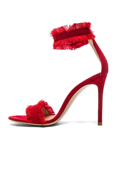 Shop Gianvito Rossi Suede & Satin Heels In Red