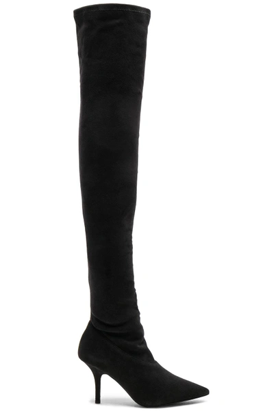 Shop Yeezy Season 5 Suede Thigh High Boots In Gray