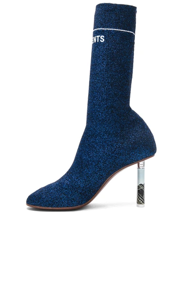 Shop Vetements Lurex Sock Ankle Boots In Blue,metallics