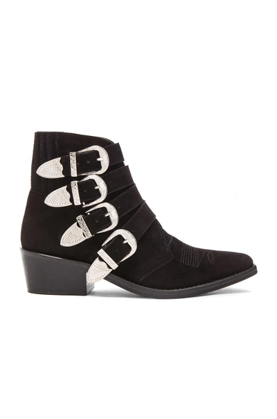 Shop Toga Pulla Suede Buckled Booties In Black Suede