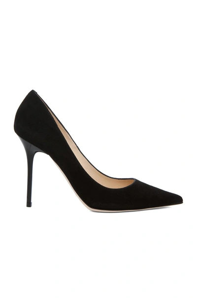 Shop Jimmy Choo Abel 100 Suede Pumps In Black