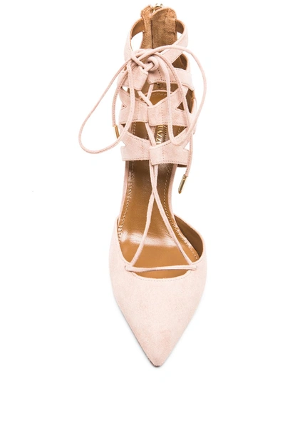 Shop Aquazzura Belgravia Suede Heels In Pink,neutrals