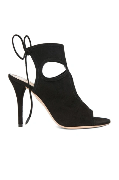 Shop Aquazzura Sexy Thing Suede Heels In Black