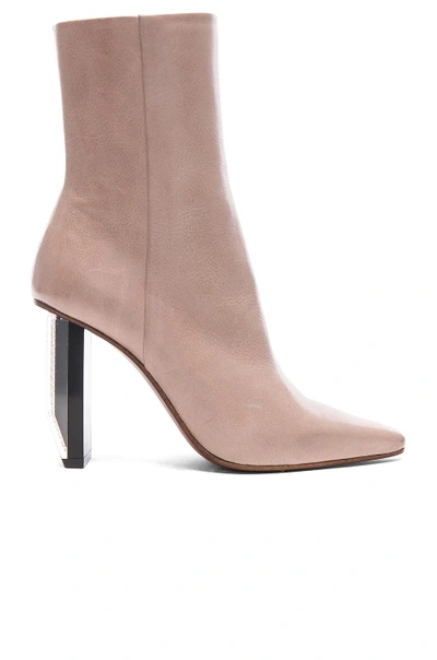 Shop Vetements Reflector Heel Leather Ankle Boots In Neutrals
