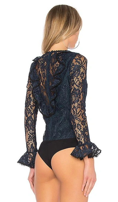 Shop Alexis Pollie Bodysuit In Navy Lace