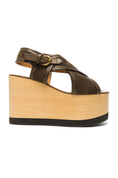 Shop Isabel Marant Suede Zlova Wedge Sandals In Brown