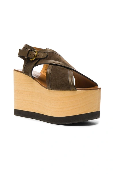 Shop Isabel Marant Suede Zlova Wedge Sandals In Brown