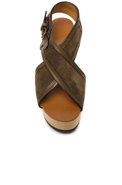 Shop Isabel Marant Suede Zlova Wedge Sandals In Brown