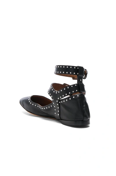 Shop Givenchy Studded Ankle Strap Leather Ballerina Flats In Black