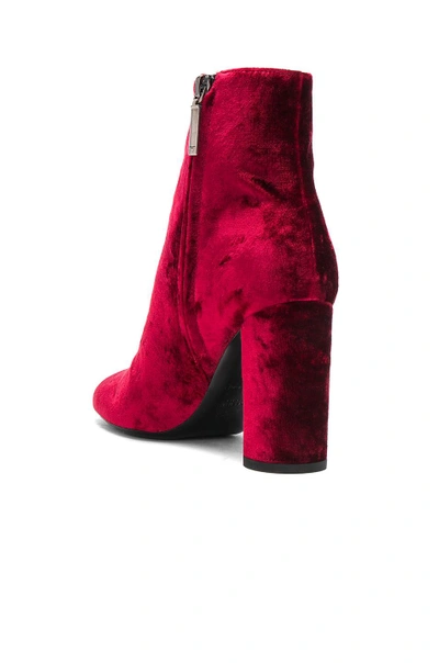 Shop Saint Laurent Velvet Loulou Pin Boots In Red