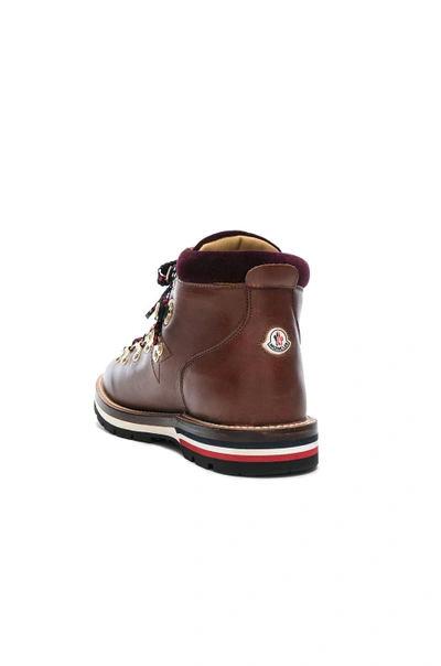 Shop Moncler Leather Blanche Boots In Brown