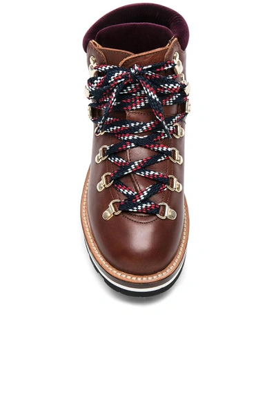 Shop Moncler Leather Blanche Boots In Brown