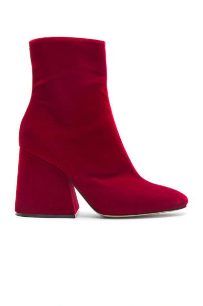 Shop Maison Margiela Velvet Block Heel Boots In Red