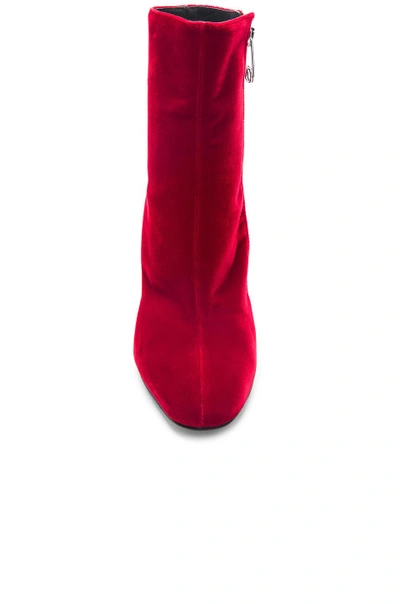 Shop Maison Margiela Velvet Block Heel Boots In Red