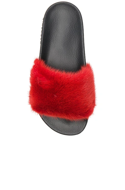 Shop Givenchy Mink Fur Slides In Red