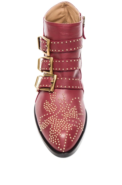 Shop Chloé Chloe Susanna Leather Studded Booties In Red