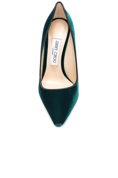 Shop Jimmy Choo Romy 100 Velvet Pumps In Green